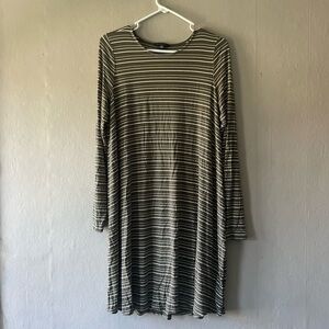 American Eagle Green Striped Long Sleeve Dress Size Large
